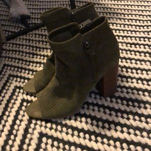 Olive Green Open Toed Heel Boots